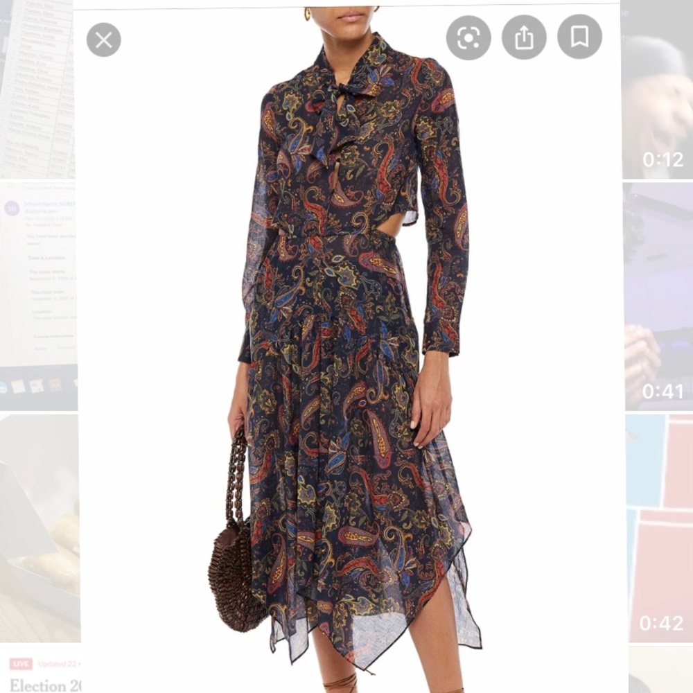 Maje paisley cutout midi dress